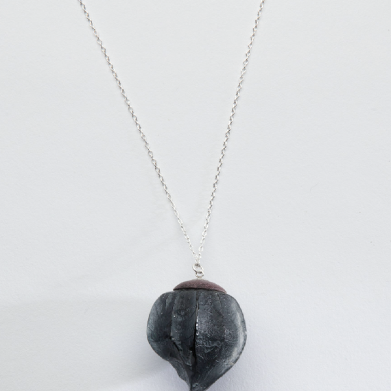 Collier Air en cage - verre bleuté